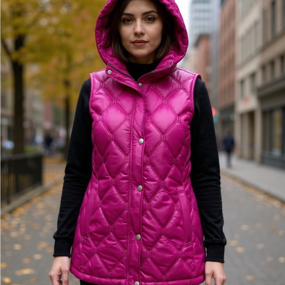 Maurices Fuchsia Quilted Puff Vest Size Large